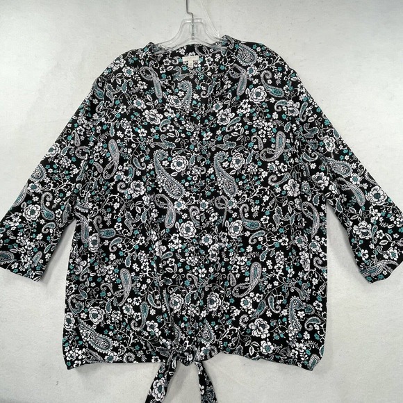 Talbots Womens Plus Size 2X Printed Lightweight‎ Polyester 3/4 Sleeve Blouse Top - Picture 15 of 15